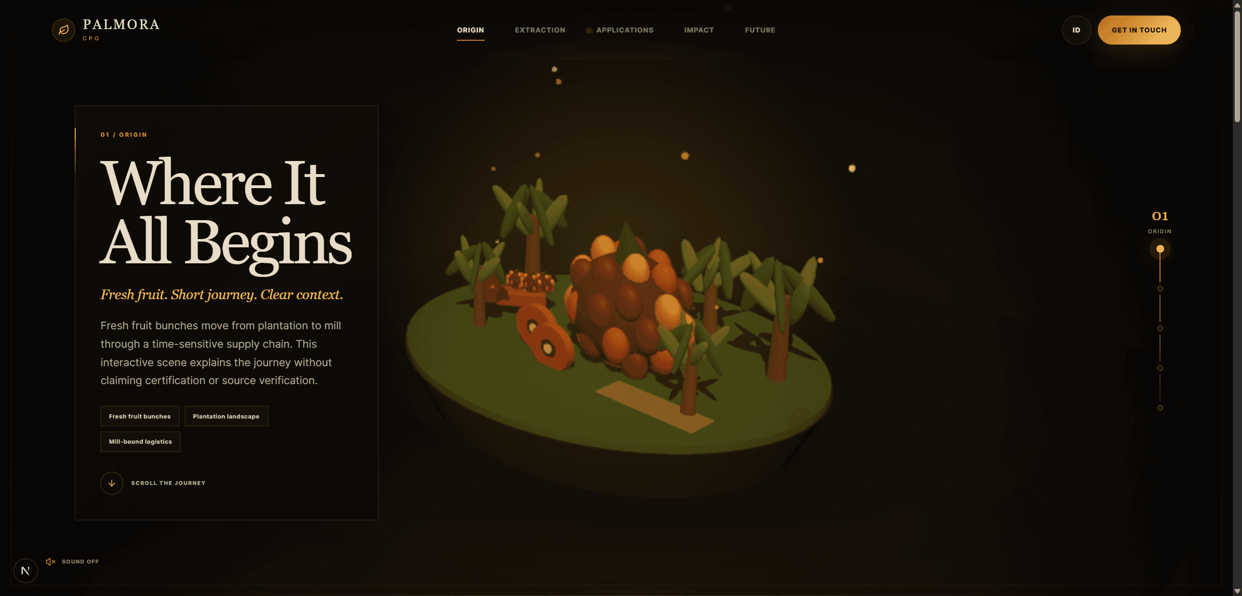 Palmora CPO — Palm Oil Supply Chain 3D Landing Page