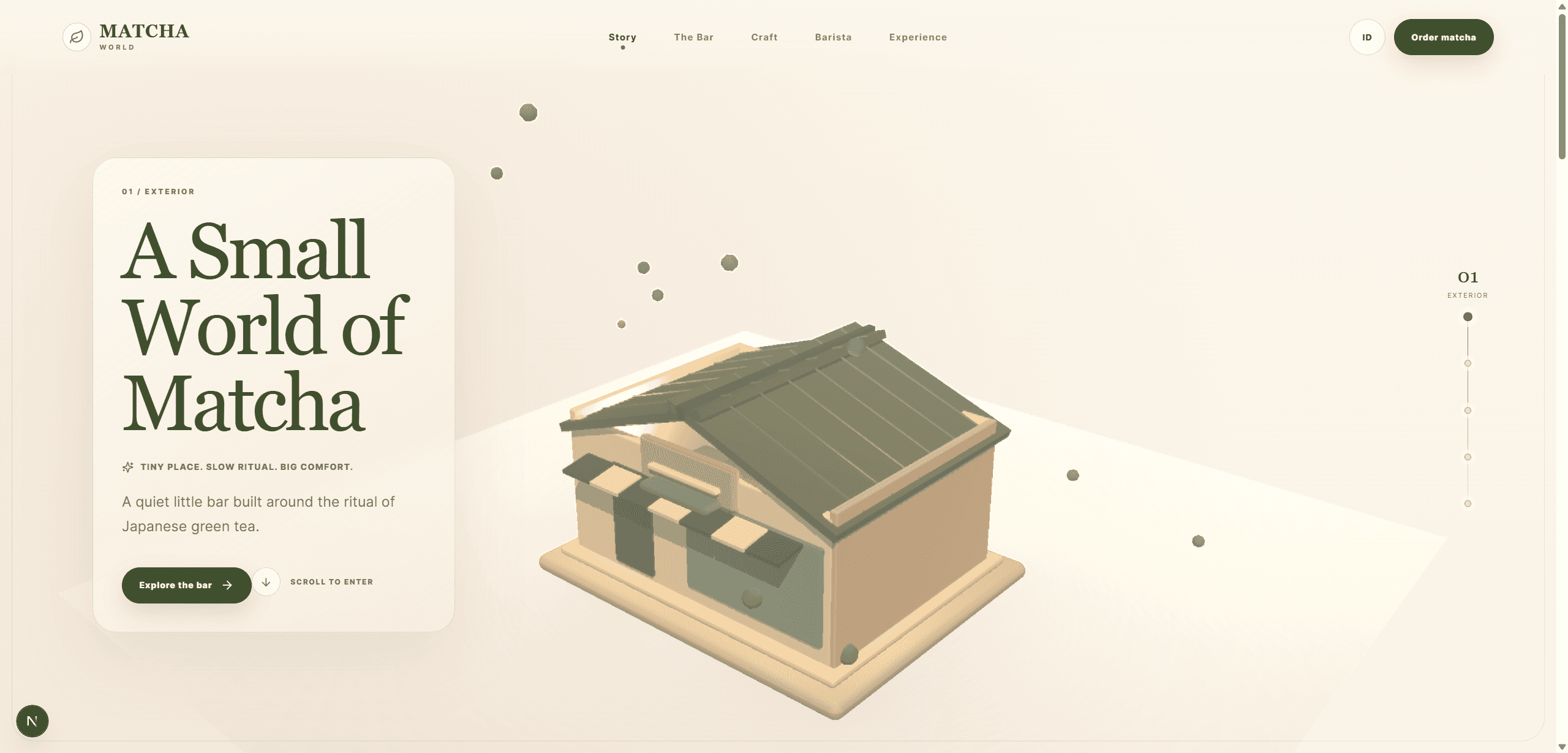 Matcha Mini World — 3D Matcha Bar Landing Page