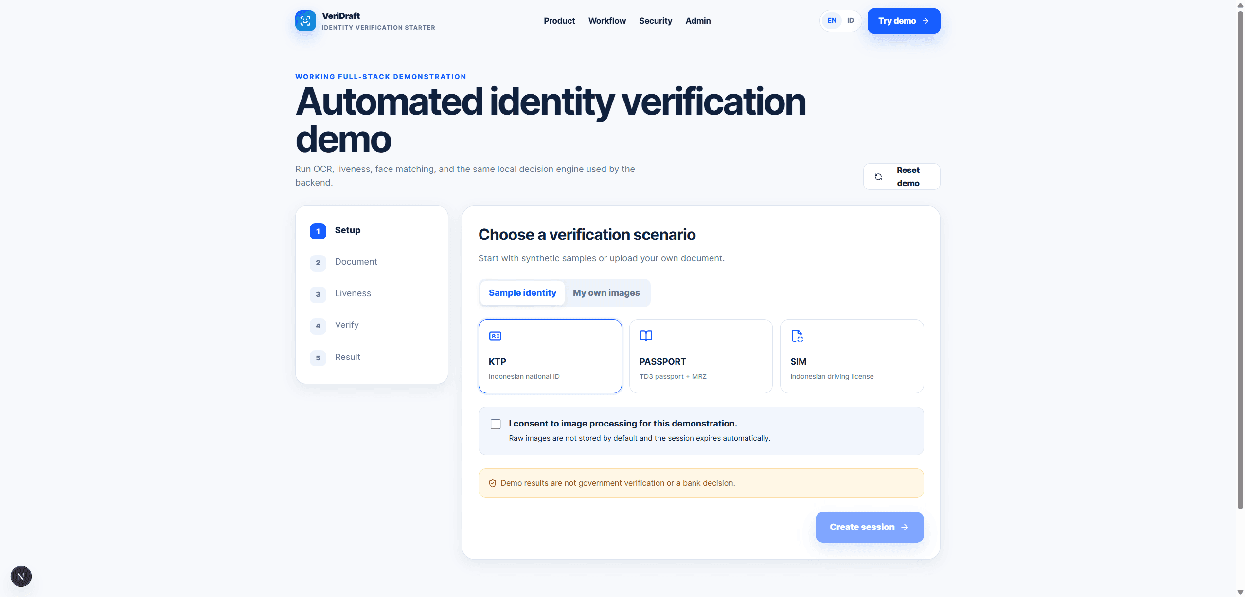 VeriDraft — Identity Verification Starter Kit
