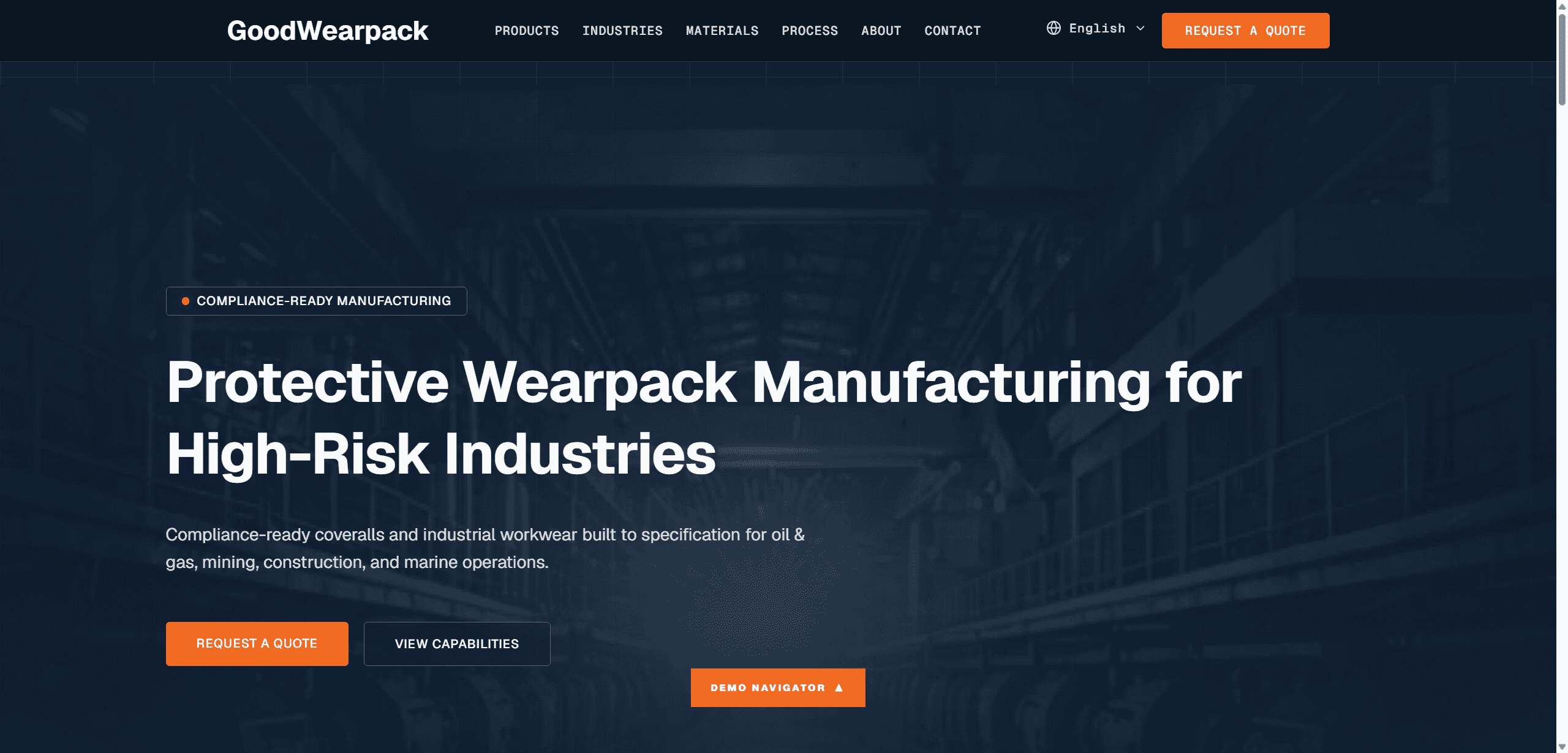Preview of GoodWearpack Supplier Website