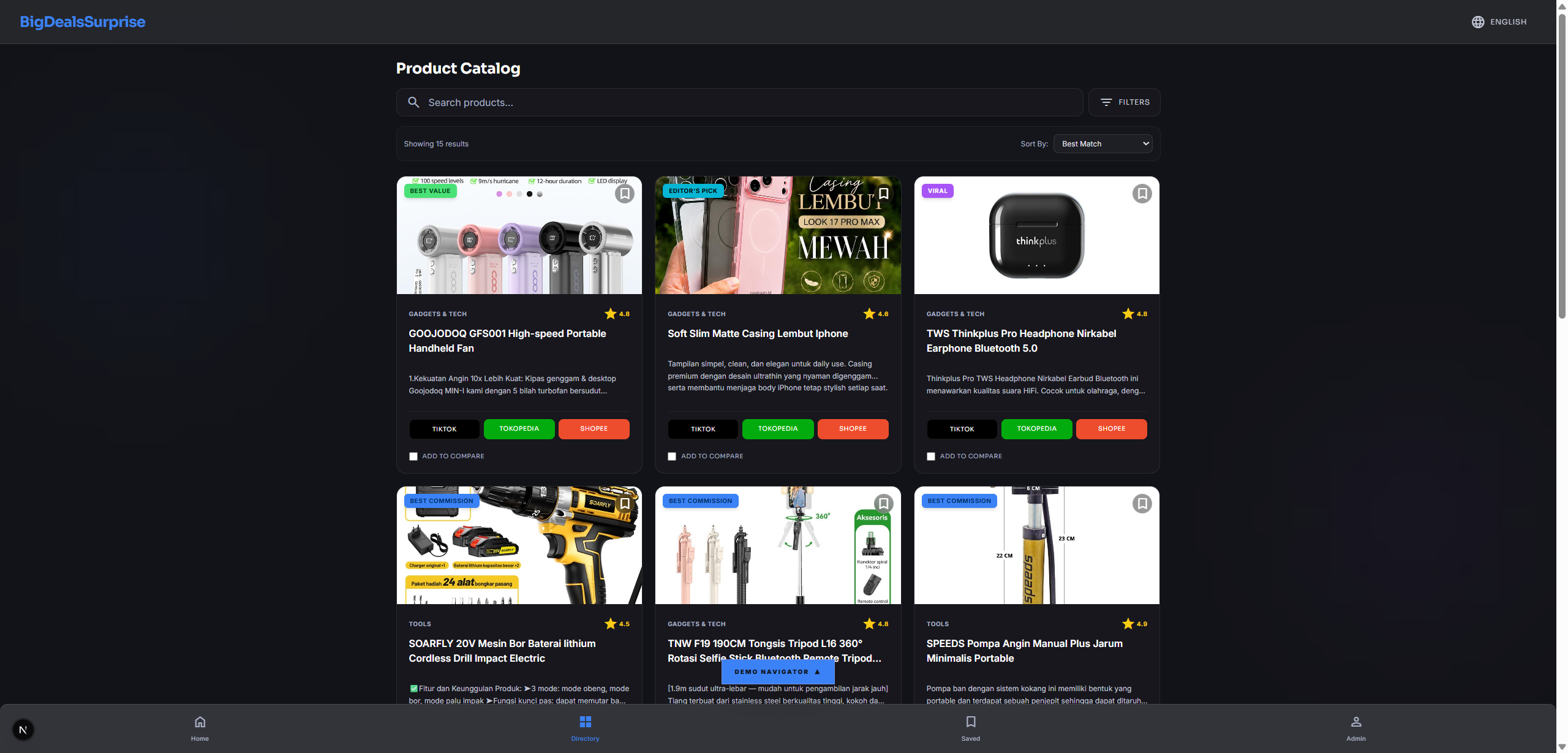 Preview of Affiliate Website