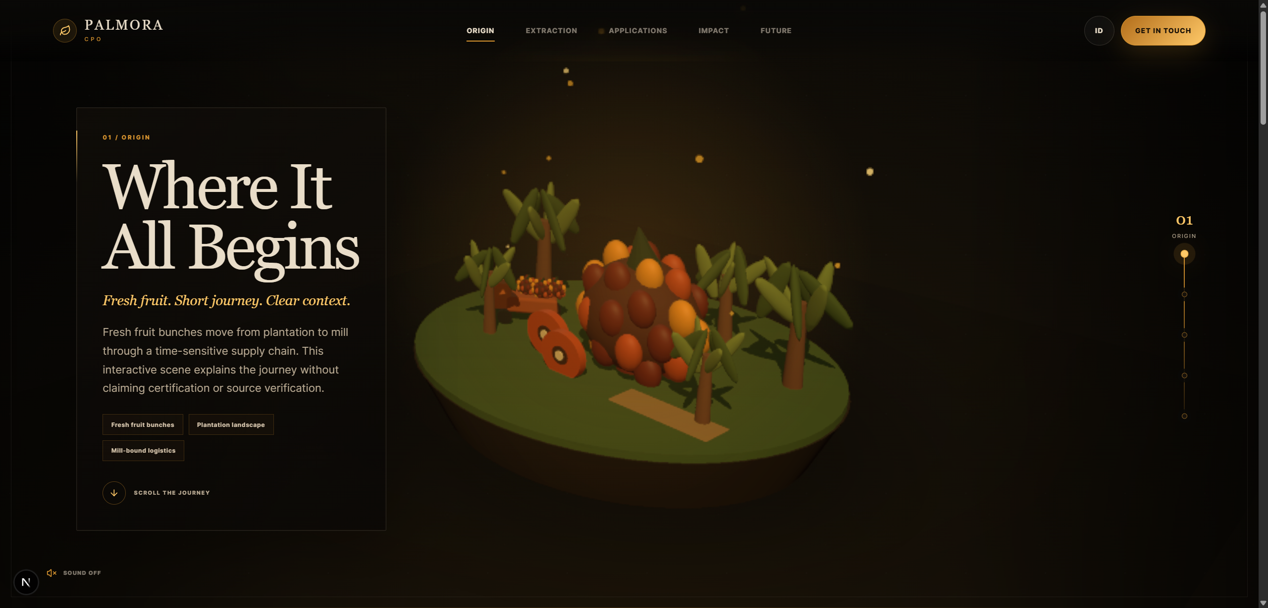 Preview of Palmora CPO — Palm Oil Supply Chain 3D Landing Page